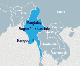 Carte de la Birmanie - Myanmar - Asie